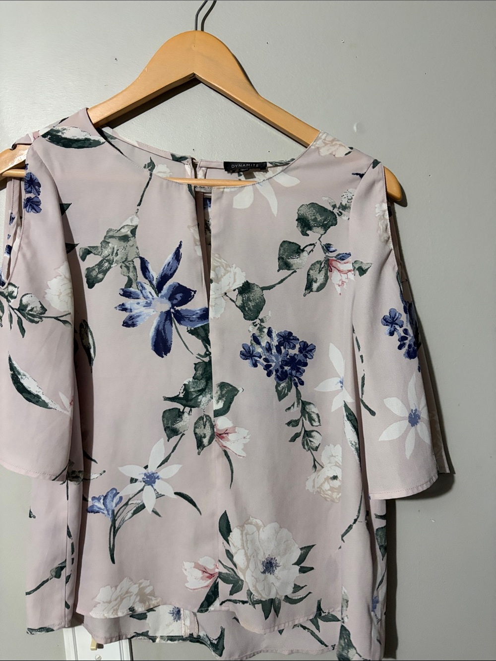 Dynamite Blush Pink Floral Cold-Shoulder Top